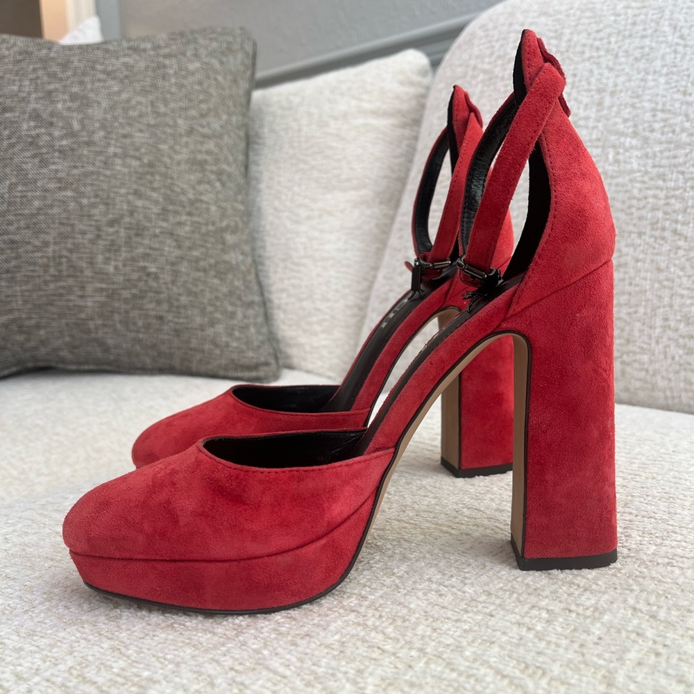 Coach Bold Red Suede Heels